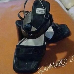 🌹Black high heels sandals with GML decor🎉